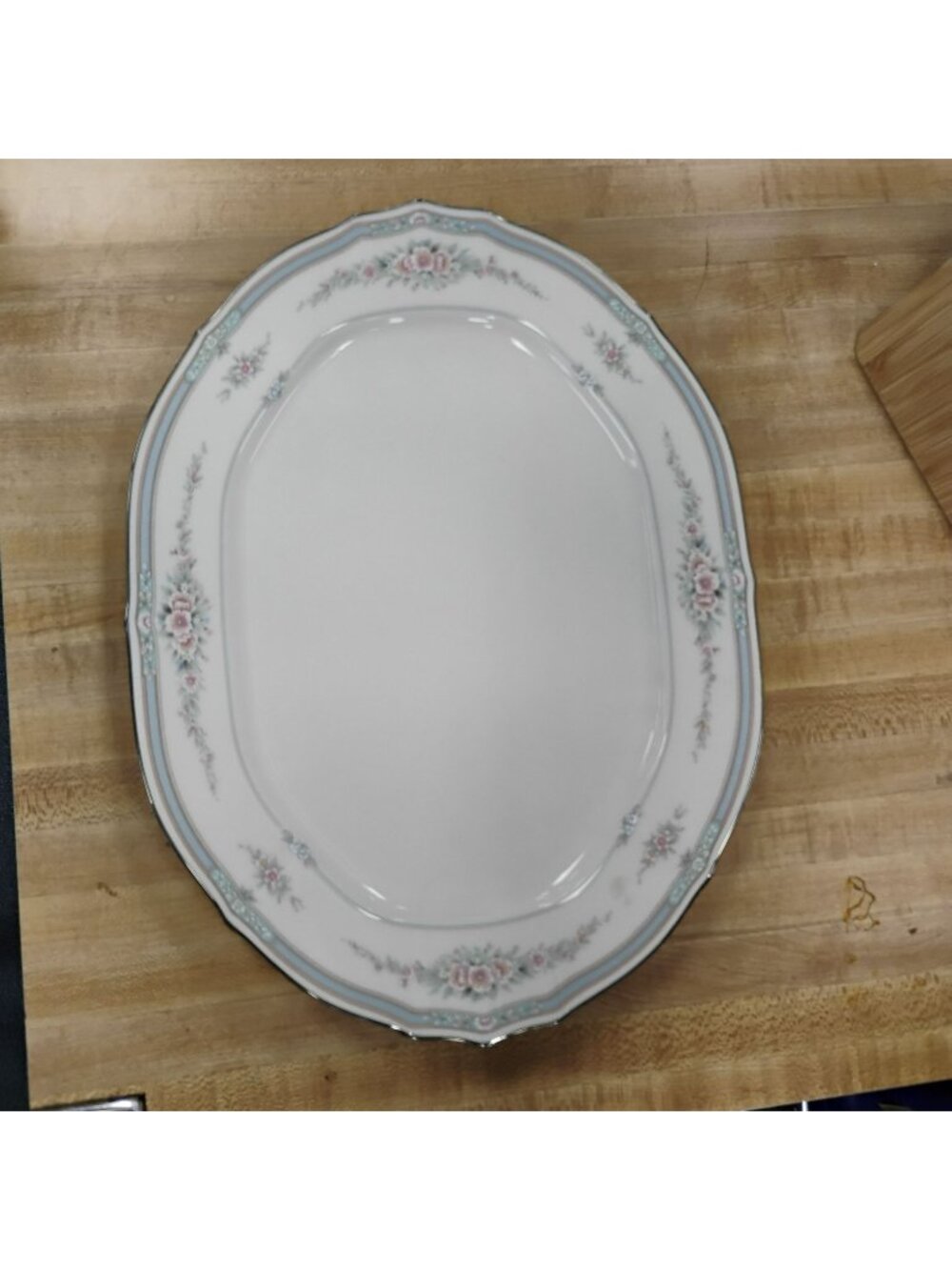 Noritake Ivory China Rothschild Oval Serving Platter 7293 Floral Pink Blue Japan